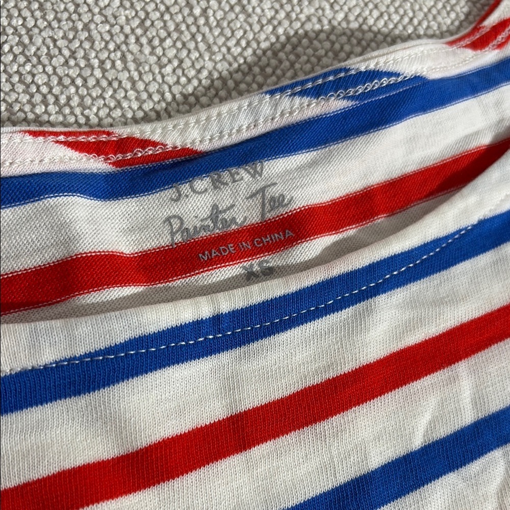 J. Crew Red, White, and Blue Striped Long Sleeve Tee - Picture 2 of 2